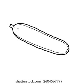 Simple Line Drawing Of A Single Zucchini Vegetable