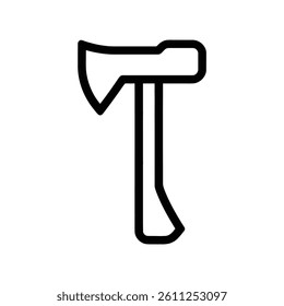 A simple line drawing of a single-headed battle axe with a curved blade and wooden handle.