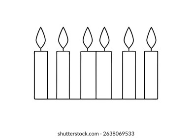 Simple line drawing of six candles lit