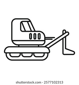 Simple line drawing of a small bulldozer working on a construction site