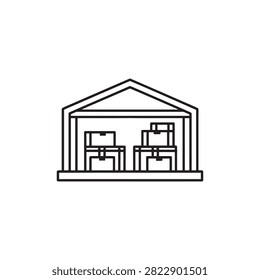 Simple Line Drawing of Small House with Two Rooms Inside