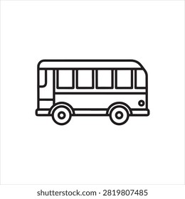 Simple line drawing of a small passenger bus icon