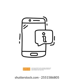 A simple line drawing of a smartphone displaying a notification icon, indicating information or alert.