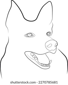 A simple line drawing. Smiling face of a dog. Home pet, German Shepherd. vector design eps 10