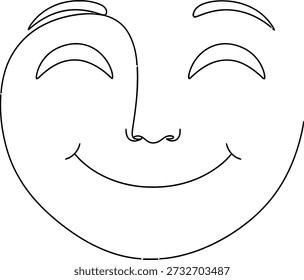 Un simple dibujo de una cara sonriente con los ojos cerrados, transmitiendo una sensación de felicidad y satisfacción.