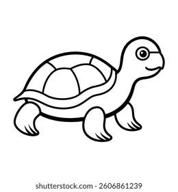 Simple Line Drawing of a Smiling Turtle for Coloring
