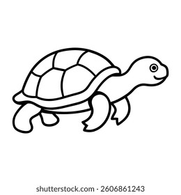 Simple Line Drawing of a Smiling Turtle for Coloring