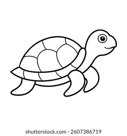 Simple Line Drawing of a Smiling Turtle for Coloring