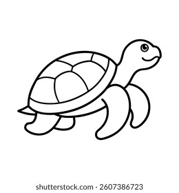 Simple Line Drawing of a Smiling Turtle for Coloring