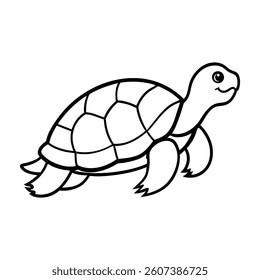 Simple Line Drawing of a Smiling Turtle for Coloring