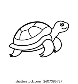 Simple Line Drawing of a Smiling Turtle for Coloring