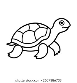 Simple Line Drawing of a Smiling Turtle for Coloring