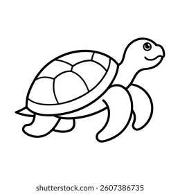 Simple Line Drawing of a Smiling Turtle for Coloring