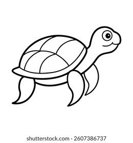 Simple Line Drawing of a Smiling Turtle for Coloring