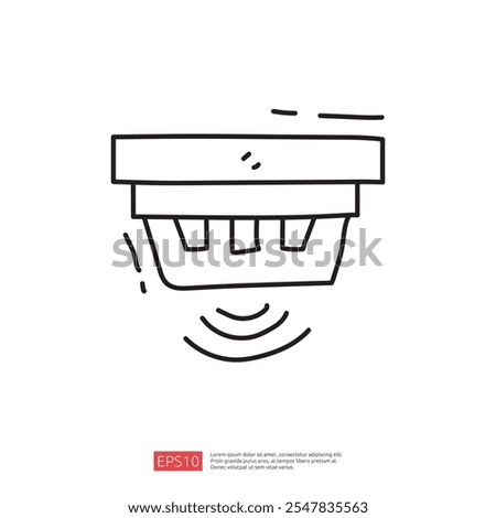 A simple line drawing of a smoke detector, illustrating its purpose of detecting smoke and alerting occupants to potential fire hazards.