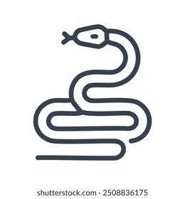 Desenho de linha simples de uma cobra. Um desenho de linha minimalista de uma serpente, um símbolo de renovação, transformação e a natureza cíclica da vida.