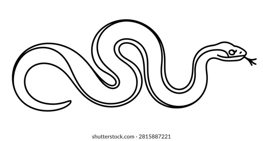Simple line drawing of a snake slithering Vector, illustration