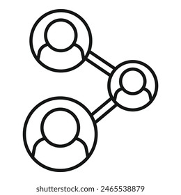Simple line drawing of a social network icon symbolizing connection and sharing between users