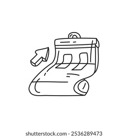 A simple line drawing of a sock with an upward arrow, suggesting movement or direction.