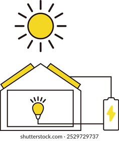 Einfache Linienzeichnung, Solarpanel, Solaranlage, Illustration, Vektorgrafik, Erneuerbare Energien, umweltfreundlich, 