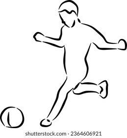 simple line drawing someone kick ball