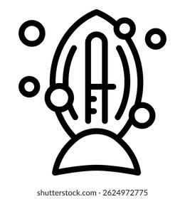Simple line drawing of a spaceship icon in black and white, suitable for various design uses
