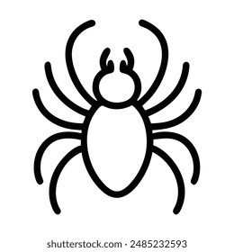 Simple line drawing of a spider with eight legs. Vector illustration