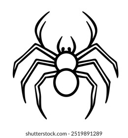 A simple line drawing of a spider with eight legs and two body segments.