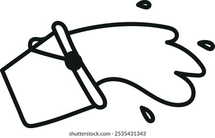 Simple line drawing of a spilled liquid from a tipped-over carton, symbolizing accidents and the need for caution.