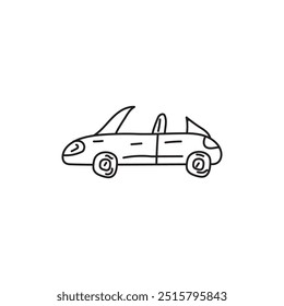 Simple line drawing of a sports car with convertible top