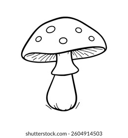 Simple Line Drawing Of A Spotted Mushroom