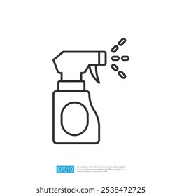 A simple line drawing of a spray bottle with a nozzle, commonly used for cleaning or applying liquids.