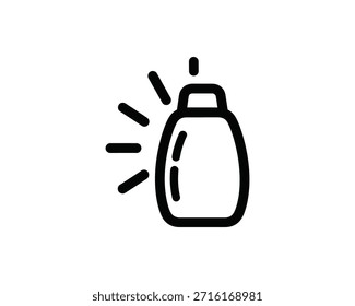 A simple line drawing of a spray bottle icon, representing products used in travel and outdoor activities.