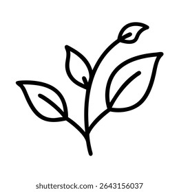 Dibujo de línea simple de una primavera con hojas