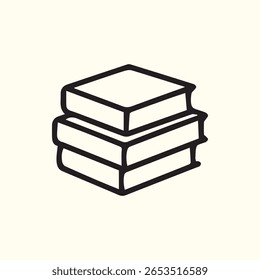 A simple line drawing of a stack of books symbolizing knowledge education literature reading and academic pursuits ideal for illustrating educational content