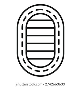 Simple line drawing of a stadium with a track and field inside, perfect for representing a sporting event or venue