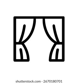 Simple Line Drawing Stage Curtain Outline Icon Symbol Design