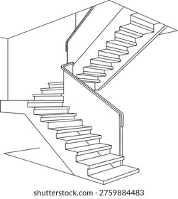 A simple line drawing of a staircase with two flights of stairs, one leading up and the other leading down