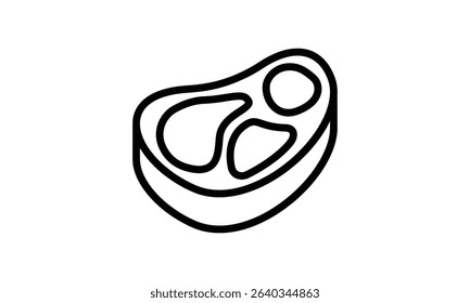 Simple line drawing of a steak. Perfect for menus, recipes, or food apps.