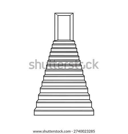 Simple line drawing of a stepped pyramid or ziggurat structure