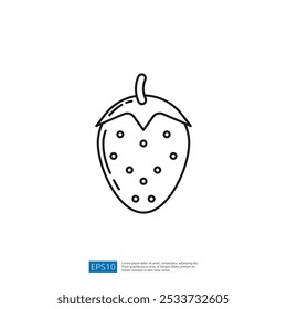 Um simples desenho de linha de um morango, enfatizando sua forma e textura. Perfeito para design gráfico ou projetos relacionados à alimentação.