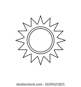 Simple line drawing of a sun icon summer weather symbol