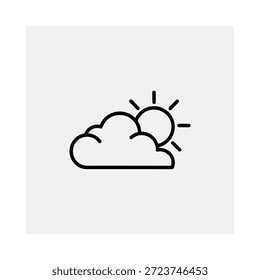 Dibujo de línea simple del sol que se asoma desde detrás de una nube