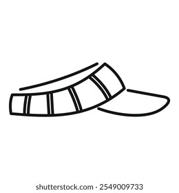 Simple line drawing of a sun visor hat, great for representing summer, vacations, or outdoor activities