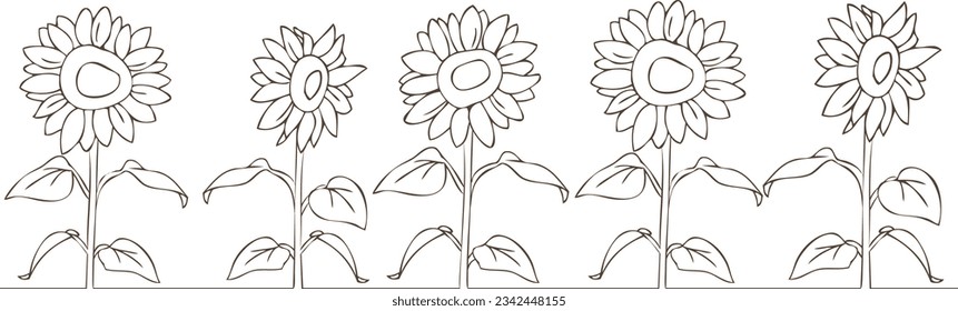 Marco de girasol de dibujo simple