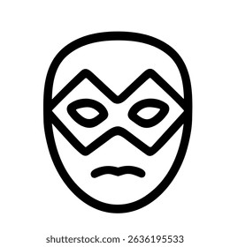 Simple Line Drawing Superhero Mask Identity Costume Icon Graphic
