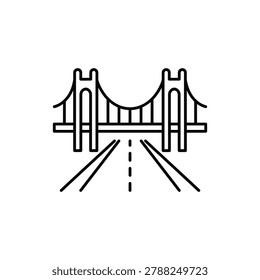 Simple line drawing of suspension bridge