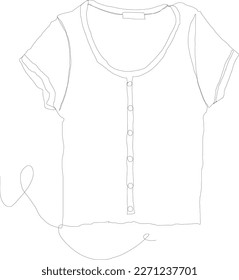 Simple line drawing t shirt. Shirt vector illustration.