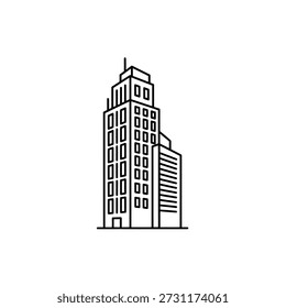 Einfache Linienzeichnung eines hohen Bürogebäudes Stadt Wolkenkratzer Architektur