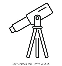 Simple line drawing of a telescope standing on a tripod, perfect for representing astronomy and stargazing